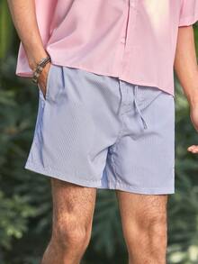 Open Phase 男士休闲梭织竖条纹抽绳腰直筒短裤 - 彩色 - 查看 4