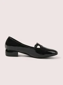 CUCCOO DOLLMOD Ladies Round Toe Patent Leather Black Dating Wear Mary Jane College Style Daily Versatile Afternoon Tea Wear Low Heel High Heel Shoes - Black - View 3