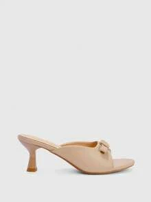 CUCCOO BIZCHIC New Apricot Thin Heel Round Toe Fashionable Simple And Elegant Temperament Solid Color Women's High Heel Sandals Summer Shoes - Apricot - View 2