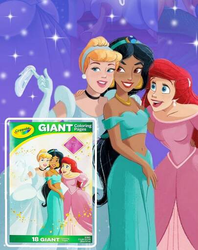  Crayola Giant Coloring Pages Princess Coloring Book, 18 Extra-Large Pages, Fun Creative Activity For Kids, Girls Gift, Home Art & Craft Supplies