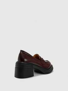 CUCCOO BIZCHIC Women's Fashionable Versatile Chunky Heel Loafers - Brown - View 3