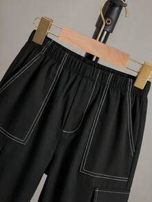 SHEIN Tween Boys' Casual Stylish Contrast Stitching Shorts, Summer - Multicolor - View 4