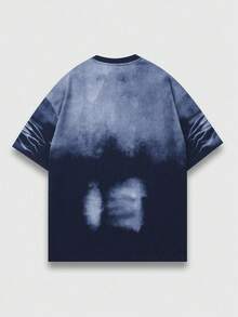 ROMWE MEN Casual Men's Vintage Washed Round Neck Short Sleeve T-Shirt, Street Fashion Style, Boyfriend Gift - Royal Blue - View 2