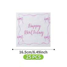 Bow Birthday Disposable Plates, Napkins And Cups Set, Serves 8 Guests.This Disposable Party Set (Including Plates, Napkins And Cups) Is Perfect For Birthday Parties, Weddings And Family Picnics. - View 9