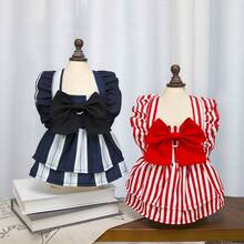 PETSIN Quần áo cho chó, quần áo cho mèo, váy cho thú cưng, bộ sưu tập xuân/hè mới, váy cho cún con, váy công chúa đa năng, họa tiết kẻ sọc, quần áo cho động vật nhỏ, kem chống nắng mát mẻ - Nhiều màu - Xem 5