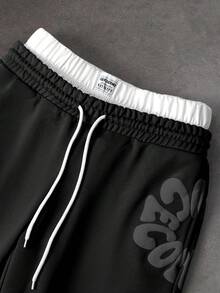 PAVTROS Men's Casual Printed Sweatpants - Black - View 5