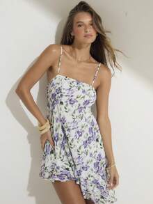 Aralina Quadratischer Ausschnitt Blume Muster leichter Chiffon Stoff verstellbare Träger Design fließender Rüschensaum Frühlingskleider für Frauen Urlaubsoutfits Frauen Strandkleider für Frauen Sommerbekleidung Süße Sommeroutfits Blumenkleid Frauenkleid Hochzeitsgast Kleid Festliches Kleid Abschlusskleid - Verschiedenfarbig - Übersicht 6