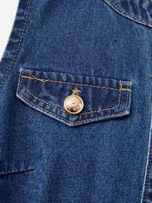 GlowEve Women's Metal Single-Breasted Casual Sleeveless Denim Dress - Blue - View 6