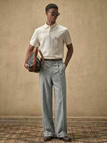 AKNOTIC Men's Woven Casual Loose Straight Leg Solid Color Pants - Multicolor - View 4