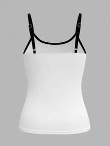 Glimmora Áo hai dây in họa tiết tối giản dành cho nữ - trắng - Xem 2