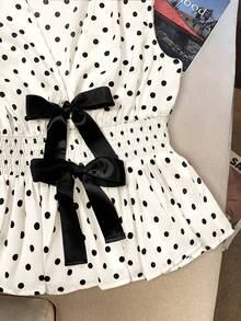 GlowEve Blusa de verano elegante y de moda con estampado de lunares tejido para mujer - Albaricoque - Ver 6