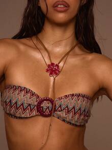 Flower Pendant Necklace - Hot Pink - View 2