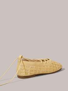 Styleloop Women Shoes Holiday Style Woven Shoes Noodle Belt Women's Flat Single Shoes Holiday Style Wear BOHO Wear American Retro Style Bohemian Style Western Style Music Festival Wear Party Wear Flat Women's Shoes - Maroon - View 4