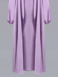 Al Najma Women's Elegant Solid Color Abaya - Dusty Purple - View 3