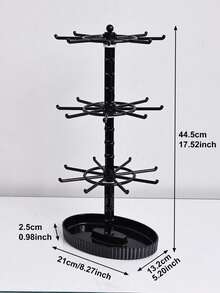 1 pieza Estante de almacenamiento giratorio de varios niveles, soporte ajustable de 2/3 niveles para pulseras transparente, expositor de joyas de escritorio multifuncional negro para collares, pulseras, pendientes, colgantes, lazos para el cabello, organizador giratorio de escritorio, torre expositora de joyas, organizador de mostrador minorista, decoración de habitación - Multicolor - Ver 12
