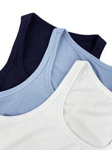 Glamine Conjunto de camiseta de tirantes con cuello en V y bajo plisado multicolor - Multicolor - Ver 3