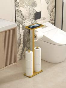 1pc Vertical Toilet Paper Holder, With Shelf Toilet Paper Holder, Bathroom Floor Standing Toilet Paper Holder, Multi Roll Paper Storage Rack, Toilet Paper Storage Rack, Suitable For Bathroom And Toilet Storage Accessories - Multicolor - View 10