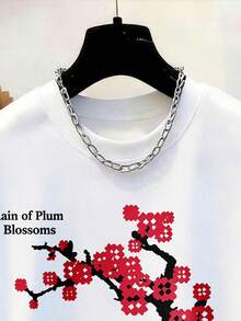 Manfinity Dauomo 男士梅花印花圆领休闲短袖T恤 - 彩色 - 查看 3