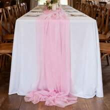 一件长 6 英尺、高 57 英寸的飘逸雪纺桌裙，加长款 - 彩色 - 查看 1