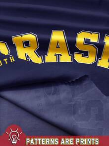 少女修身休闲运动吊带背心，撞色滚边，巴西城市字母图案，运动休闲服饰 - 彩色 - 查看 3