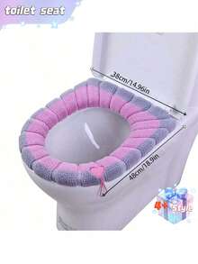 1pc Comfortable Toilet Seat, Household Toilet Seat, Washable Knitted - Green - View 2