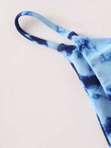 Swim Vcay Summer Beach Tie Dye Bikini Set Triangle Bra & Tanga Bottom 2 Piece Bathing Suit - Blue - View 4
