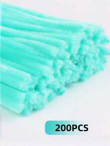 100/200/300/500 支装浅色清新马卡龙色毛根工艺品，多色雪尼尔绒条，高密度雪尼尔绒条，柔软扭扭棒，适用于艺术和手工项目，创意DIY装饰 - 淺綠色 - 查看 10