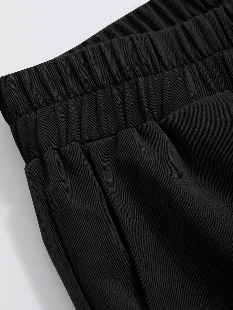 Women's Solid Color Elastic Waist Casual Pleated Pants