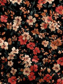 SHEIN LUNE 女款休閒全滿花卉印花荷葉邊袖口上衣，鄉村風荷葉邊上衣，夏季度假假期，復古鄉村風格上衣 - 彩色 - 查看 6