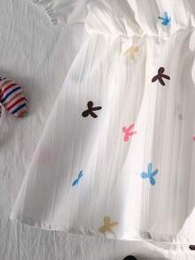 SHEIN 少女/青少年白色蕾丝蝴蝶结纹理面料度假衬衫 - 彩色 - 查看 5