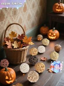 15pcs-Mixed Color Wicker Rattan Balls - Decorative Orbs Natural Spheres Craft DIY, Wedding Decoration, Christmas Tree, House Ornaments Vase Filler - 5Colors Assorted,45mm,Black,Grey,Brown And White,Black,Large Wicker Rattan Balls - Mix 5colours Decorative Balls For Bowls, Vase Fillers, Coffee Table Decorations, Wedding Party Centrepieces Decorative Confetti,3cm/4cm/5cm - 彩色 - 查看 5