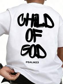 Coolqubz 青少年男童夏季街头圆领套头衫 AB 侧夸张图案短袖 T 恤 - 白色 - 查看 1