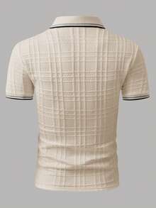 EGENSIO Men's Regular Fit Short Sleeve Half-Placket Casual Summer Polo Shirt Polo Blouse For Men - Apricot - View 2