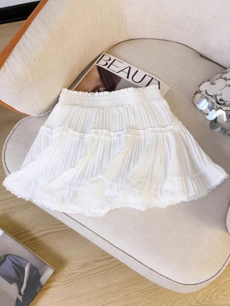 GlowEve 女士时尚休闲荷叶边短裙 - 白色 - 查看 1