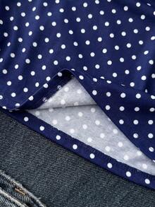 Atasan Camisole Minimalis Kasual Berkerut Motif Polkadot untuk Anak Perempuan Remaja, Cocok untuk Pemakaian Sehari-hari - Navy Blue - View 5