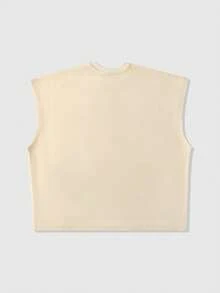 ROMWE MEN Street Life Camiseta de tirantes holgada con estampado de ojetes metálicos para hombre - Albaricoque - Ver 3