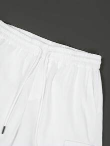 Manfinity Homme Quần short cargo nhiều túi mới dành cho nam, kiểu dáng thời trang thường ngày, dài đến đầu gối. - trắng - Xem 4