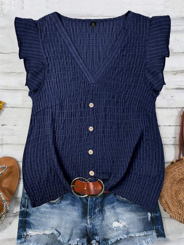 Linhara 大码梭织休闲度假夏季女式衬衫