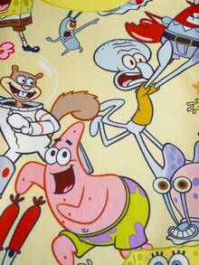 SpongeBob SquarePants | SHEIN 男童短袖圆领T恤短裤睡衣套装 - 黃色 - 查看 5