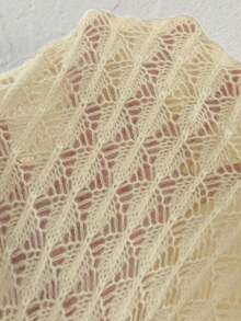 EMERY ROSE Women's Round Neck Hollow Front Button Cardigan, Autumn/Winter Knitted Sweater Jacket - Beige - View 3