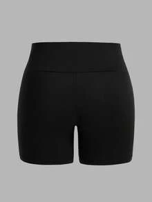 SHEIN EZwear 4件組休閒極簡運動套裝，短版高腰緊身內搭褲適合夏季，大尺碼女款瑜珈褲休閒短褲 - 彩色 - 查看 5