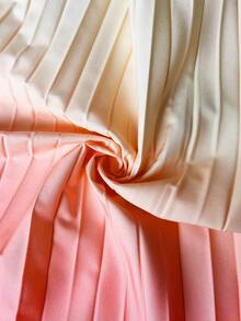 Maweii Ombre Yellow & Pink Gradient Halter Pleated Dress With Sash,Champagne Summer Elegant Formal Plus Size Women's Vacation Beach Party Dress - Multicolor - View 7