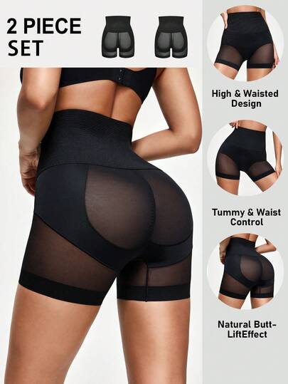 SHAPORA 2 sztuki czarnych spodni modelujących talię i pośladki, do jogi, fitnessu, codziennego noszenia