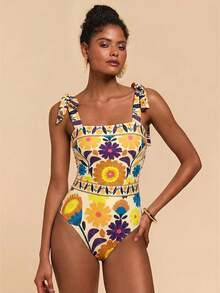 Travachic Women's Colorful Floral Print Camisole Jumpsuit - Yellow - View 6