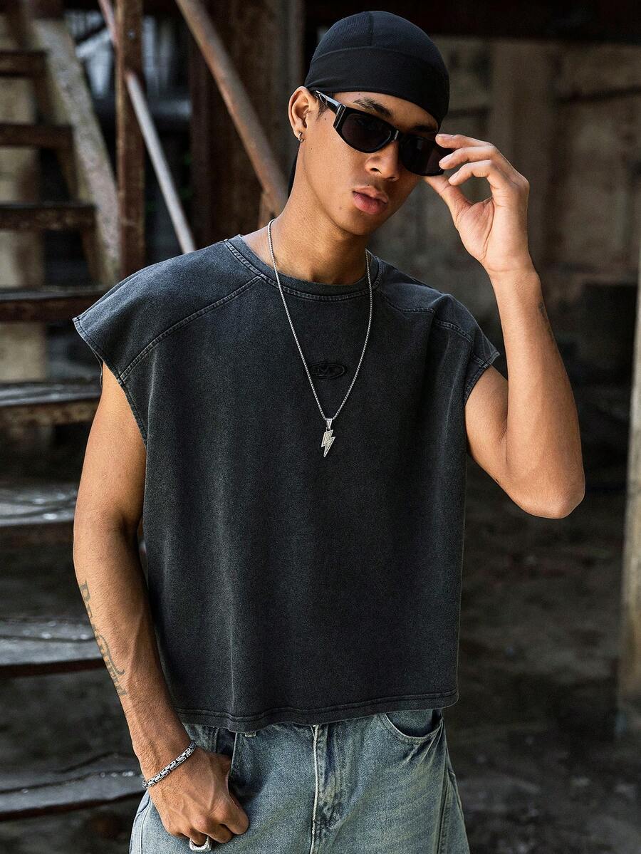 PAVTROS Camiseta de tirantes casual y suelta con gráfico de letras y cuello redondo, para verano - Negro - Ver 1