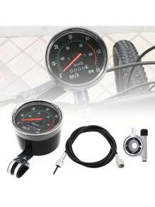 黑色通用里程表和自行车速度表，经典的自行车机械速度表。 - 黑色 - 查看 2