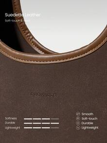 GLOWMODE Medium 8L Glowette Faux Leather Detachable Shoulder Strap Zipper Compartment Slip Pocket Drawstring Closure Crossbody Tote Bag Outdoor Daily Casual - Brown - View 6