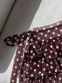 Elavelle Women's Vintage Polka Dot Print Ruffle Hem Cover-Up & Skirt Set, Spring/Summer - Multicolor - View 5