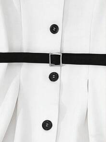 GlowEve Đầm midi nữ thanh lịch kiểu vintage, cổ ve lật, thắt eo, cài cúc, màu mơ/đen, chất liệu cao cấp, thích hợp cho mùa xuân/hè đi làm. - Nhiều màu - Xem 4
