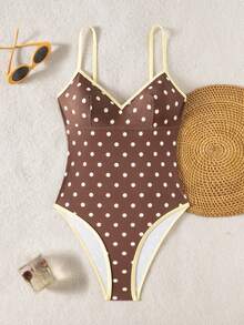 Bonvoyette Women's Polka Dot Print One-Piece Swimsuit - Multicolor - View 3
